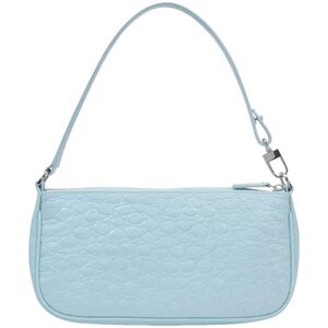 BY FAR Rachel Croco Embossed Leather Shoulder Bag, Blue, NWT